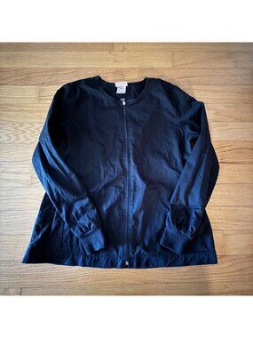 Skechers Women's Large Black Zip-Up Medical Uniform Scrub Nurse Tech Jacket